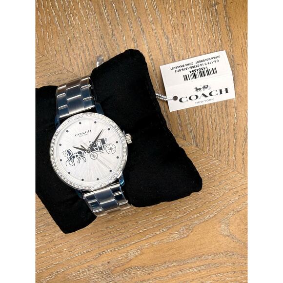 Coach Women’s Stainless Steel Watch Silver Dial Bracelet New With Box - Picture 3 of 6